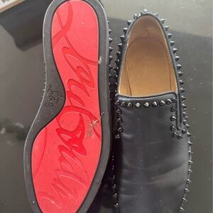 Christian Louboutin Black Studded Loafers